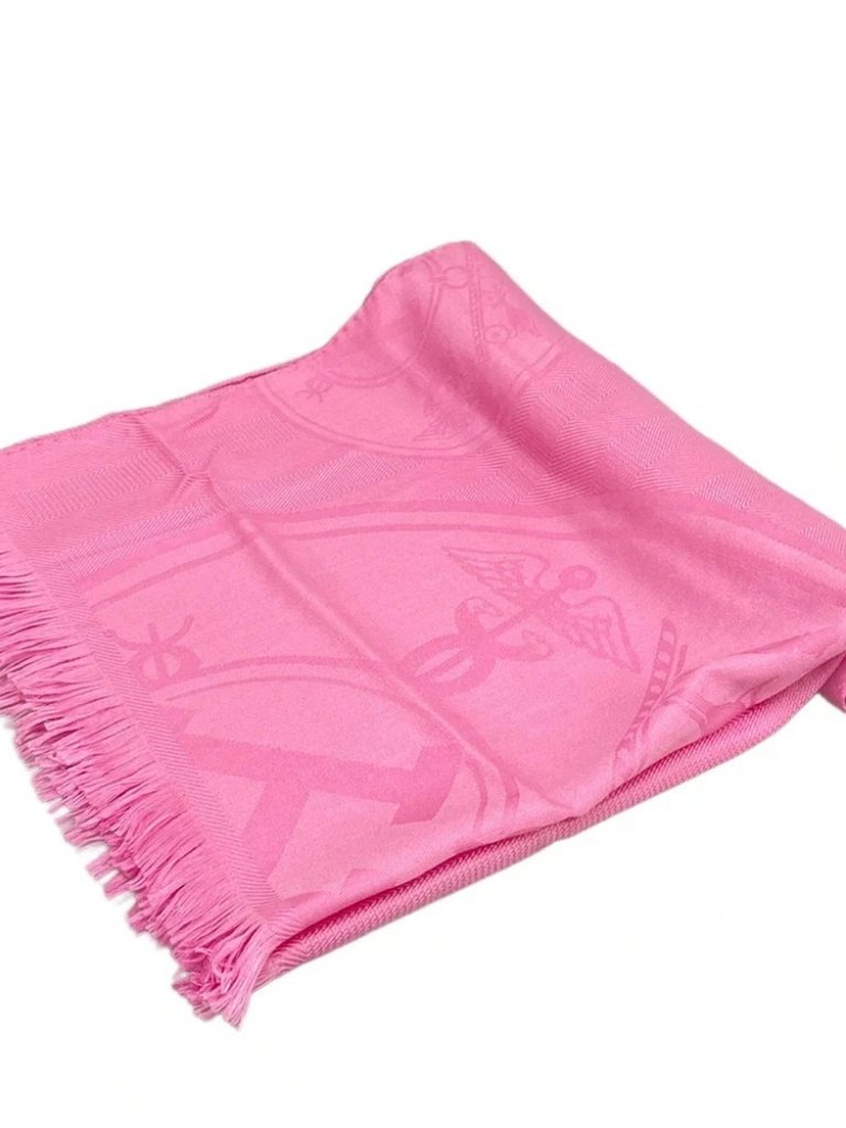 Hermes New Libris Pink Cashmere Silk Scarf